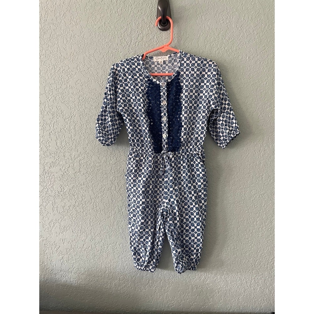 Jessica Simpson‎ girls 12 month romper jumpsuit outfit Blue White